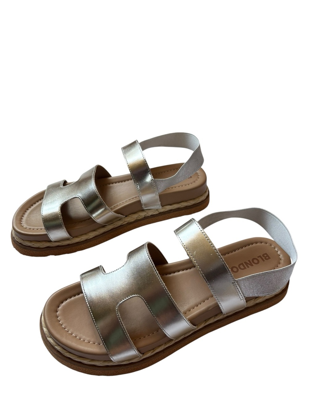 Blondo Frankee Waterproof Platform Sandals Platinum Metallic Size 12 NIB